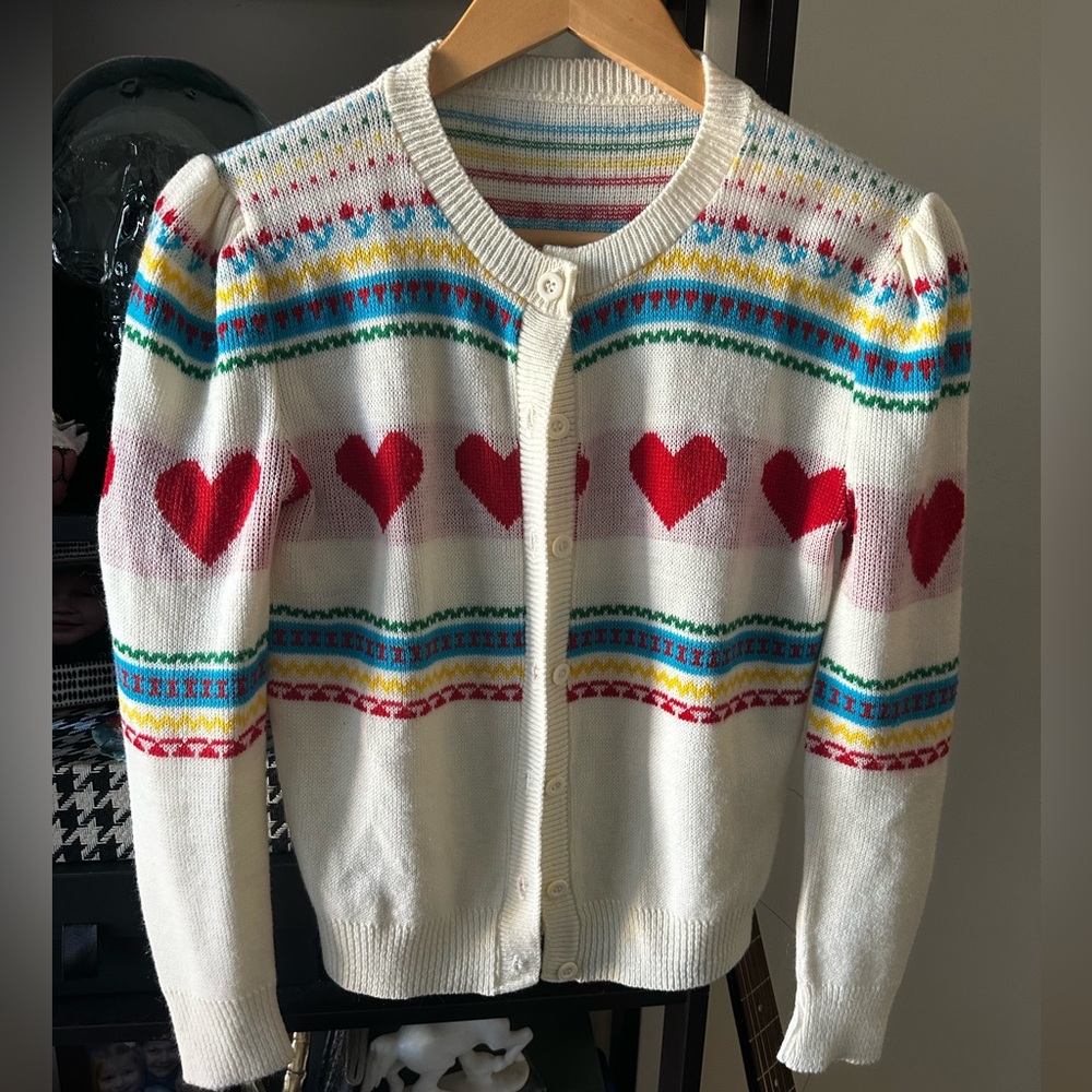 Puff Sleeve/Shoulder Heart Cardigan